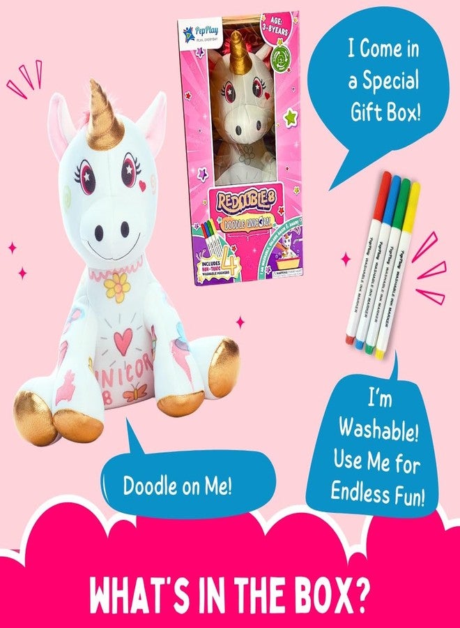 PepPlay Redoobles Doodle Unicorn - Washable & Reusable Coloring with 4 Non-Toxic Washable Markers, Travel, Sensory, Fine Motor Skills, Gift for Girls & Boys Ages 3 4 5 6 7 8 Unicorn Gift for girls - Image 2